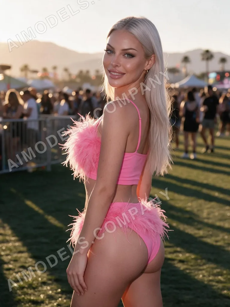 Solveig at an outdoor festival at sunset, one of the scenes included in her set